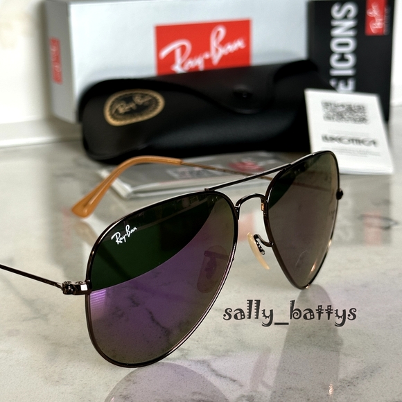 Ray-Ban (Store Display) Aviator Reflective Purple Lenses RB3025 Mirror - Picture 5 of 17